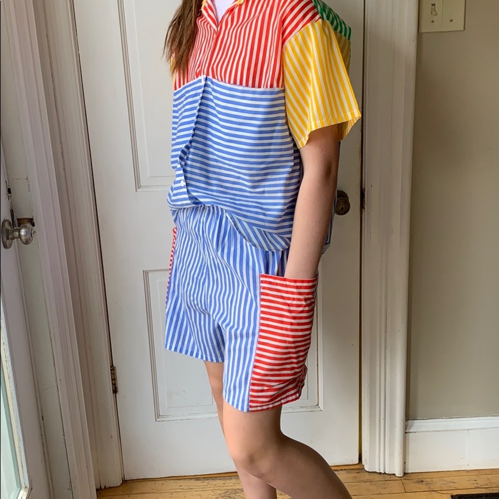 Vintage 2pc stripe top with shorts